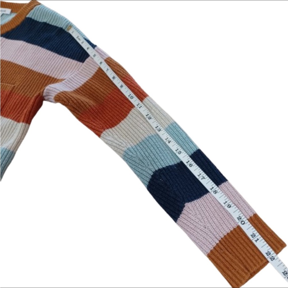 Madewell Crewneck Cotton Long Sleeve Striped Multicolored Winter Sweater Top - Picture 7 of 7